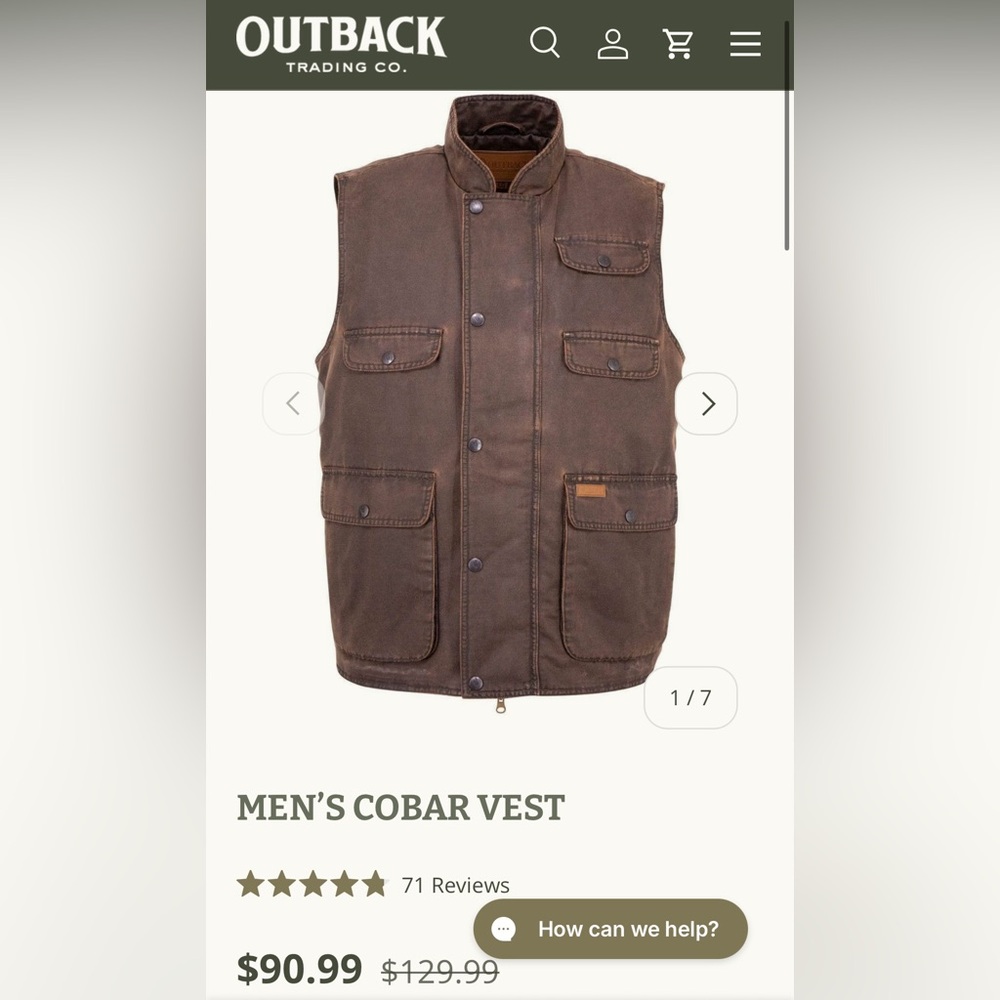 Men's Outback Trading Co Cobar Vest - Brown